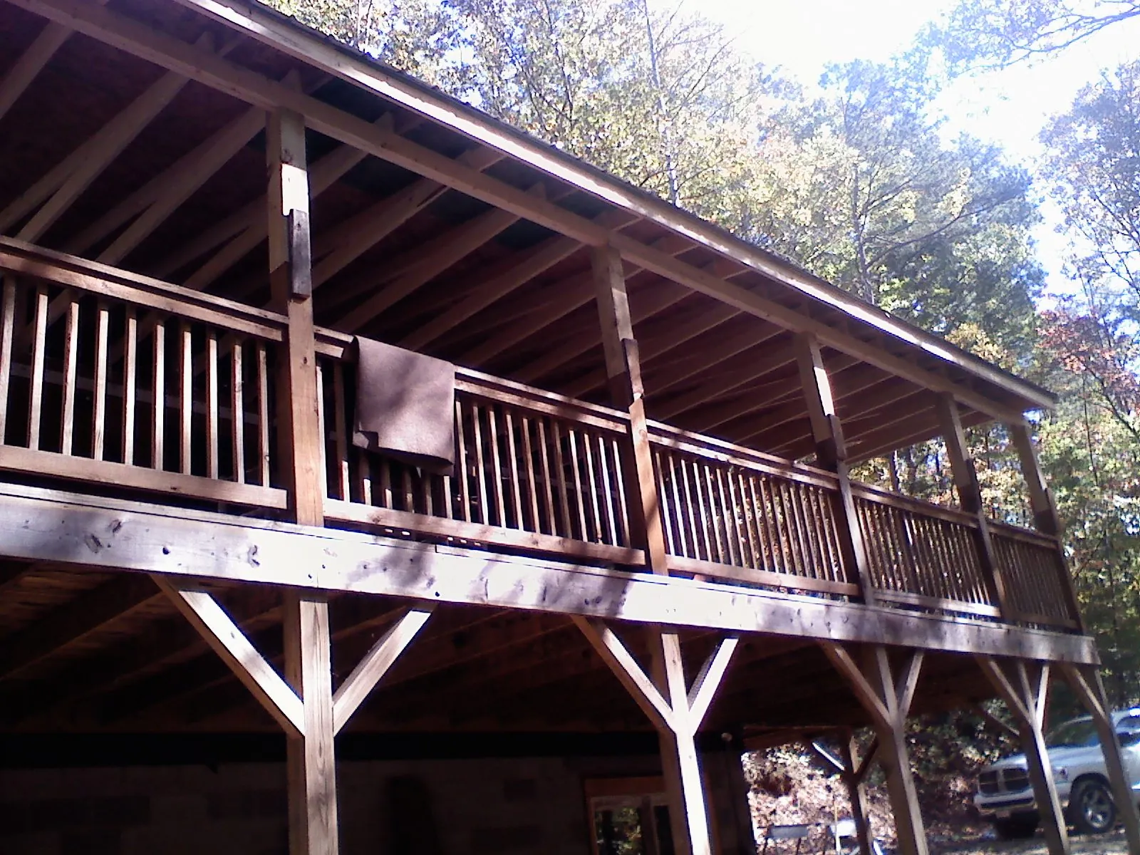 Timber framing under a new elevated porch and deck — Roof Leak Repair in Ceresco by Roofing Brothers